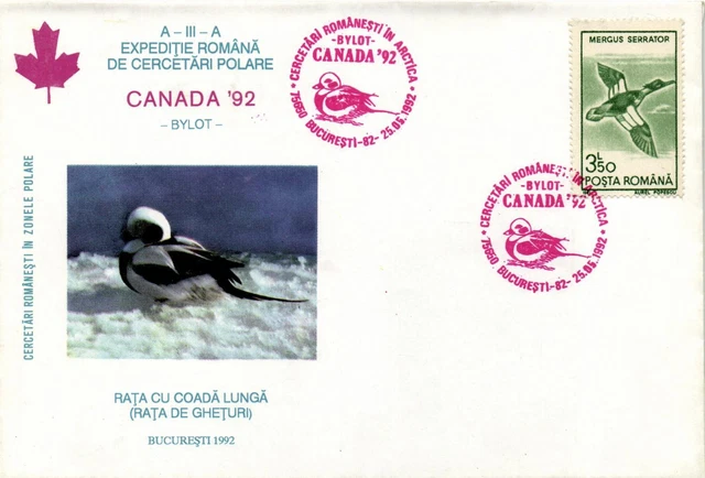 Romania Arctic 2 pr.c. Expedition Romania Canada '92 cancel Bucuresti 25.05.1992