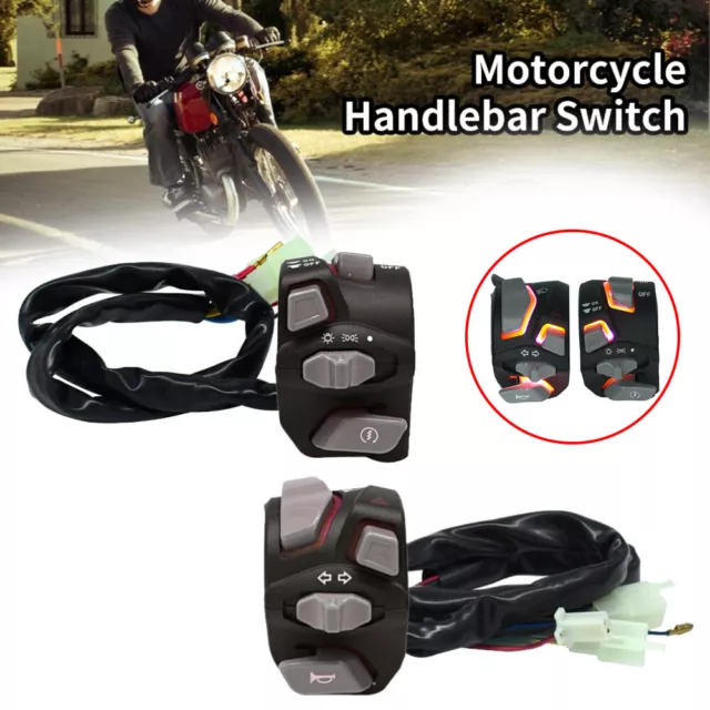 1 Pair Motorcycle 7/8'' Handlebar Horn Turn Signal Light Control Switch W/ LED