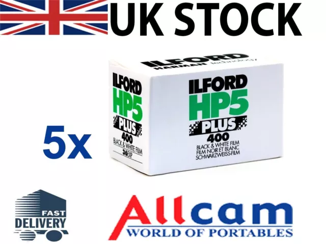 5 Rolls of Ilford HP5 Plus 400 135/35mm 36 Exposure Professional B&W Film *New