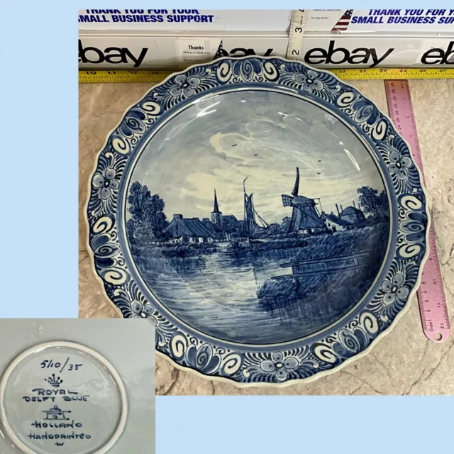 ROYAL DELFT BLUE & White Holland Handpainted plate NUMBERED Collectors Platter