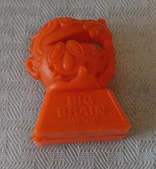 Vintage 1970s Cookie Crisp Cereal Premium Toy Prize ORANGE Big Brain Award RARE