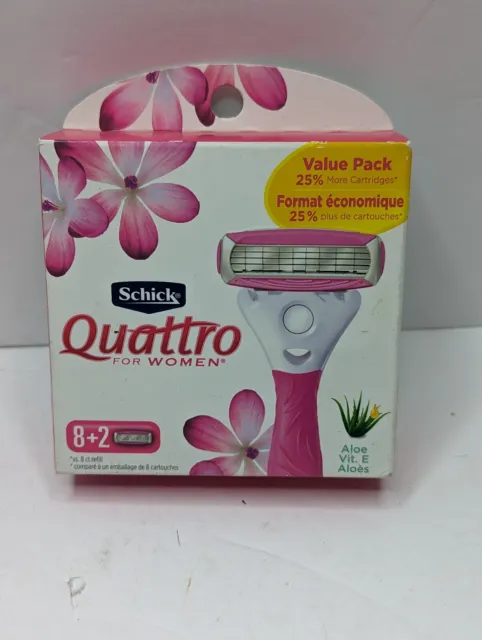 Recarga de afeitadora para mujer Schick Quattro x 10 cabezales 8+2 nuevo stock antiguo rosa