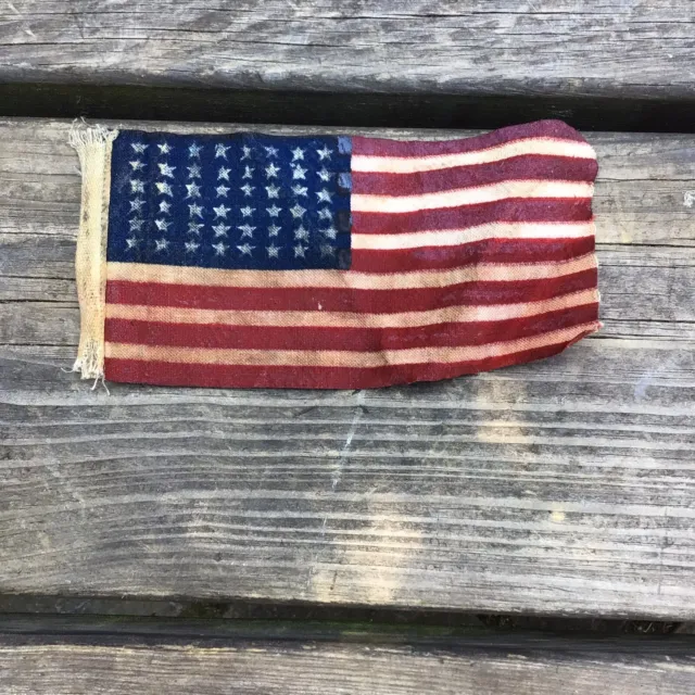 Small Vintage American Flag 6.25” x 3” Linen Type Material Fab For Bear Displays