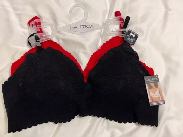 NAUTICA INTIMATES LACE WIRELESS Size XL 2PACK LASER-CUT BRA RED & BLACK  COLOR £25.64 - PicClick UK