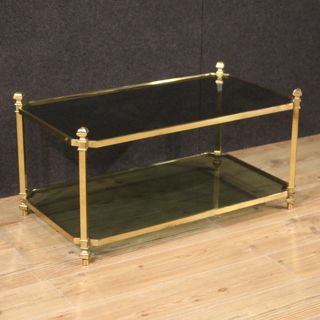 Table Basse Métal D'Or Et Verre Table Vintage Meubles Ans 70'