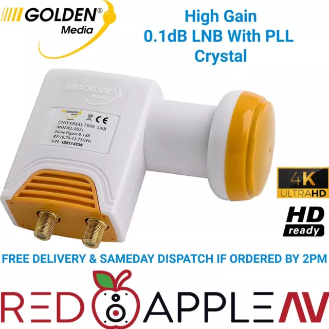 Golden Media GM202+ Universal Twin Full HD PLL 0.1 dB LNB Gold-Plated Contacts