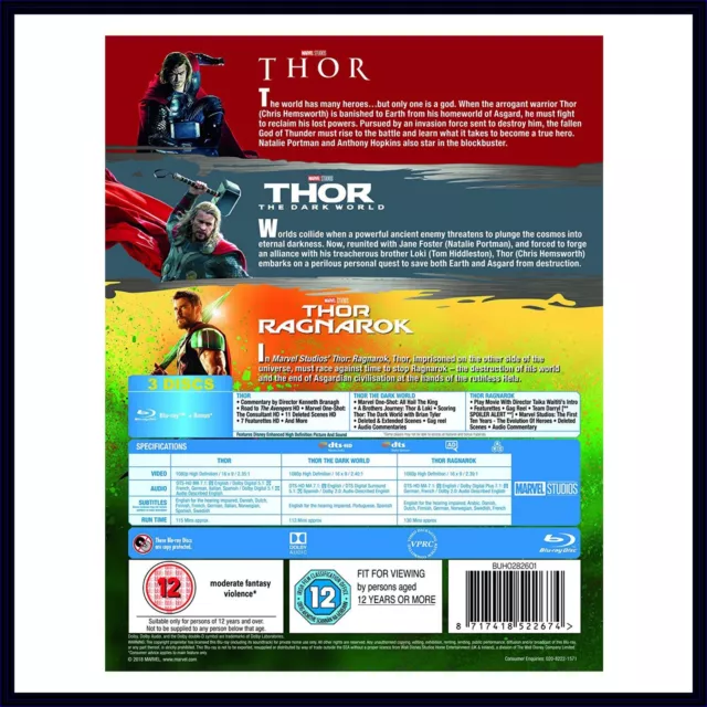 Thor - 3 Movie Collection - Thor, The Dark World & Ragnarok *New-Region Free* 3