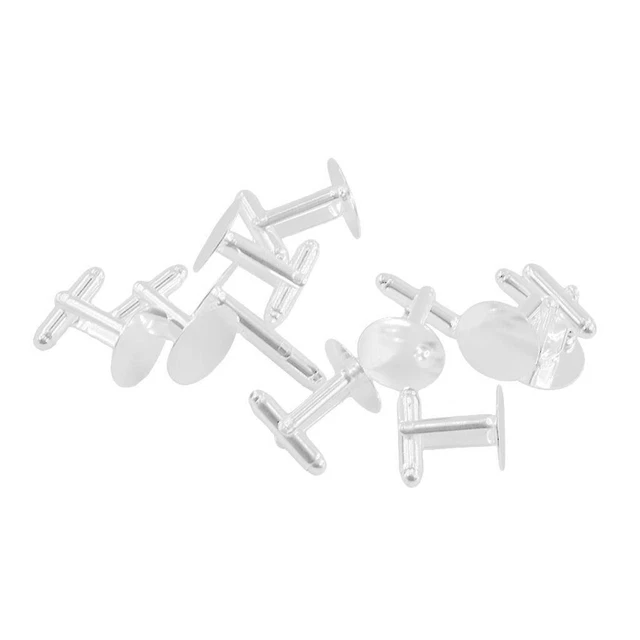10 Stück BH Rund Cabochon Gla Tablett Basis Rückseite Manschettenknöpfe