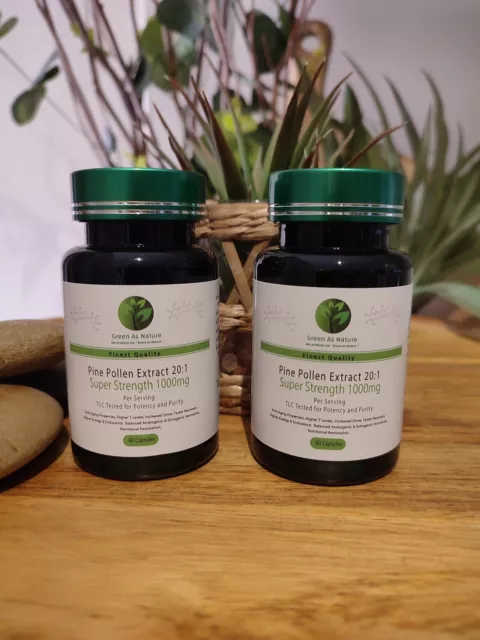 Pine Pollen 20:1 Extract CAPSULES - 1000mg - TLC Tested for Potency & Purity