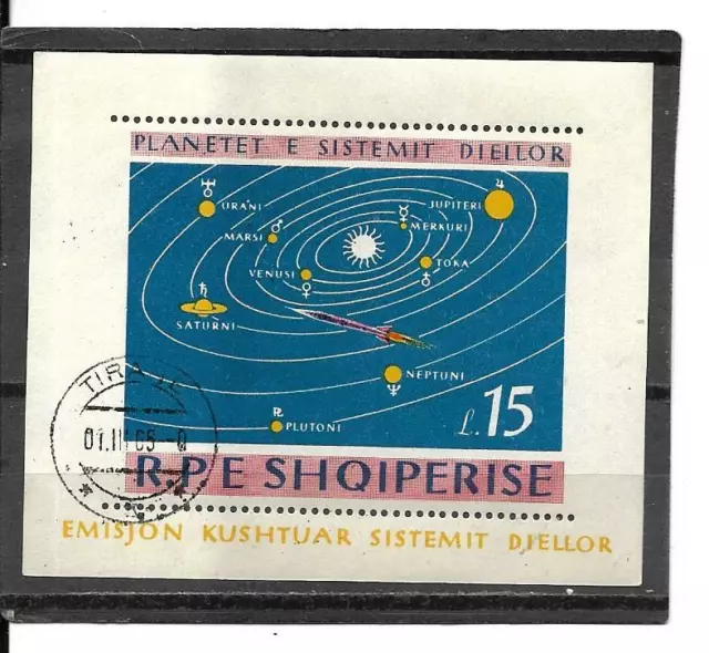 Albania Stamp Souvenir Sheet With Map Of The Solar System #786 Cat Val $35