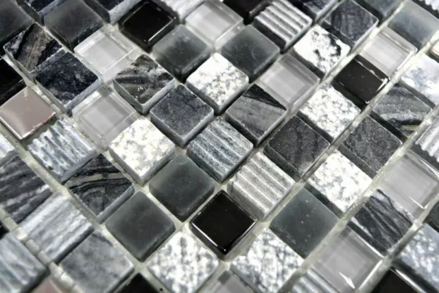 Piastrella mosaico parete posteriore cucina traslucido grigio nero mosaico di vetro pietra cristallo 2