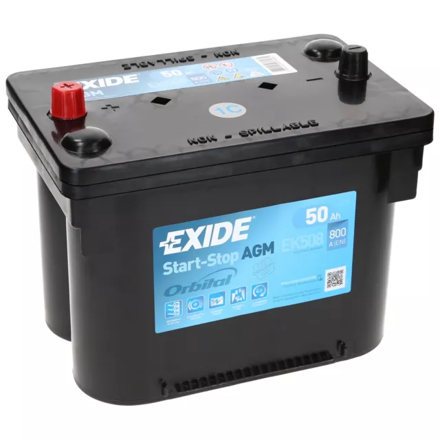 Starterbatterie Exide EK508 AGM Start Stopp 12V 50Ah 800A EN Jeep, Lancia, Fiat