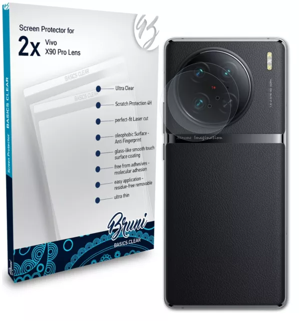 Bruni 2x Folie für Vivo X90 Pro Lens Schutzfolie Displayschutzfolie