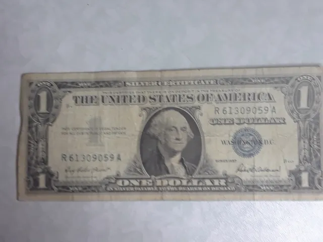 1957 Blue Seal $1 Dollar Silver Certificate, VG/VF