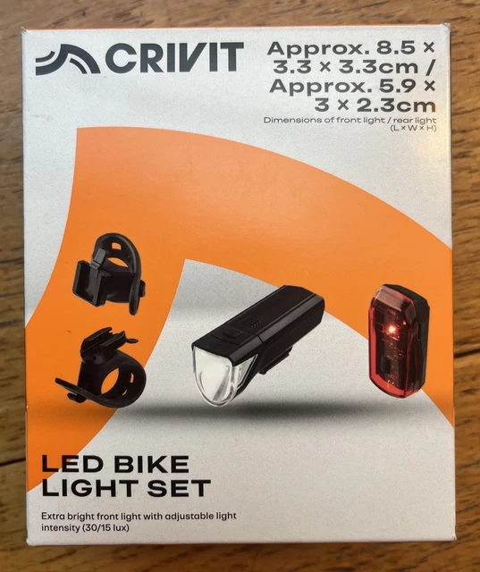 thumbnail image 2 of Crivit LED Bicycle Light Set – Rechargeable Front & Rear USB Lights, Black 2 of 4