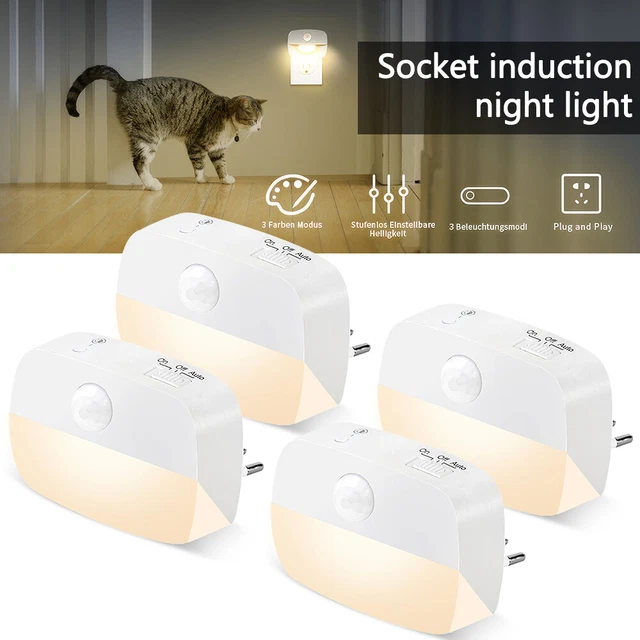 LED Nachtlicht Mit Bewegungsmelder Dimmbar 2700K LED Nachtlicht Mit Bewegungsmelder - Dimmbar & Mit Steckdose Für Mehr Sicherheit Bewegungsmelder Steckdose