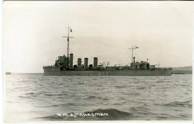HMS Marksman (1915) Royal Navy WWI Lightfoot class leader destroyer postcard