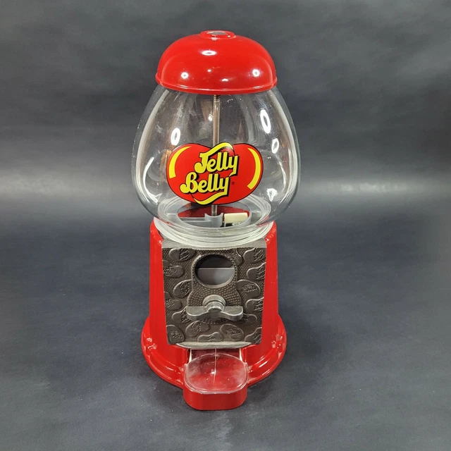 VINTAGE JELLY BELLY Dispenser Coin Operated Metal & Glass Gumball