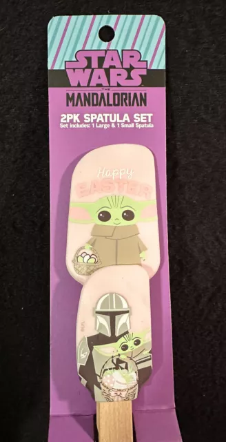 New! Disney Star Wars The Mandalorian Baby Yoda 2 Pk Happy Easter Spatula Set