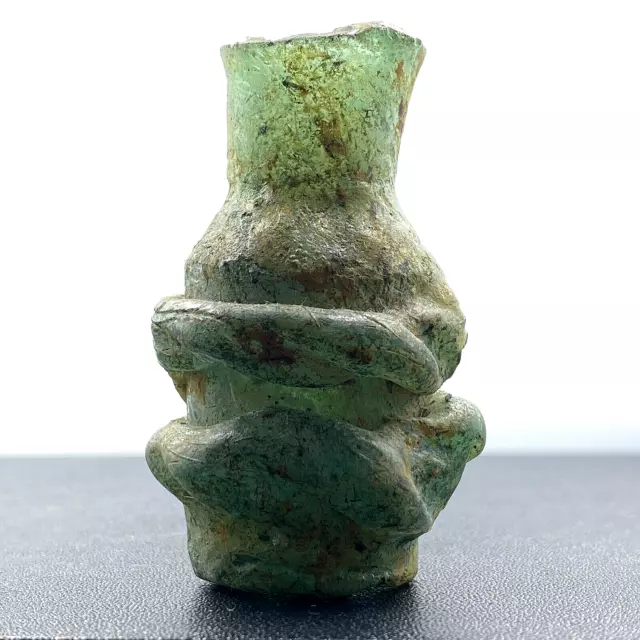 OLD Authentic Ancient Intact Roman Glass Medicine Bottle with Iridescent Patina