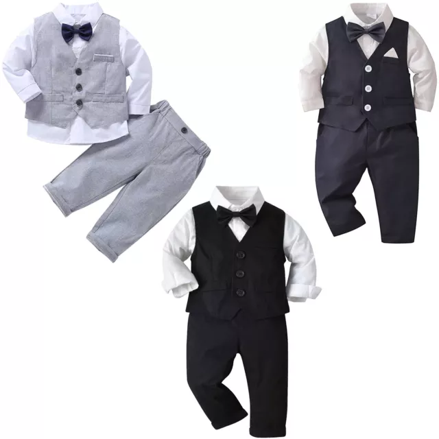 Set abbigliamento baby ragazzi abito gilet + camicia + pantaloni + outfit mosca