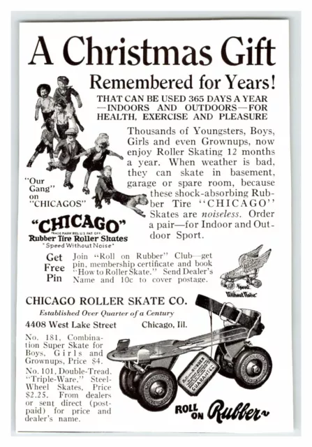 CHICAGO ROLLER SKATES Vintage 3" X 4.25" Magazine Ad Clipping 1920's M172