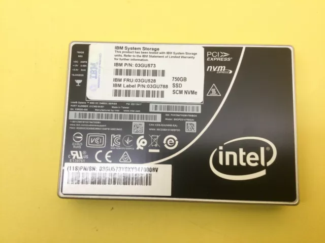 IBM Intel Optane D4800X Series 750GB PCIe NVMe 2.5in U.2 SSD SSDPD21K750GAI