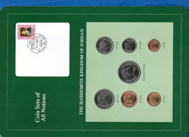 Coin Sets of All Nations Jordan w/card 1978-1984 UNC 1/4 Dinar 1981 1 Fil 1984