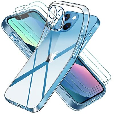 Noir ivoler Coque pour iPhone 13 6.1 Pouces avec Support Béquille et Protection écran en Verre Trempé *2 Military Grade Étui de Protection avec Protection Caméra Antichoc Bumper Housse , 