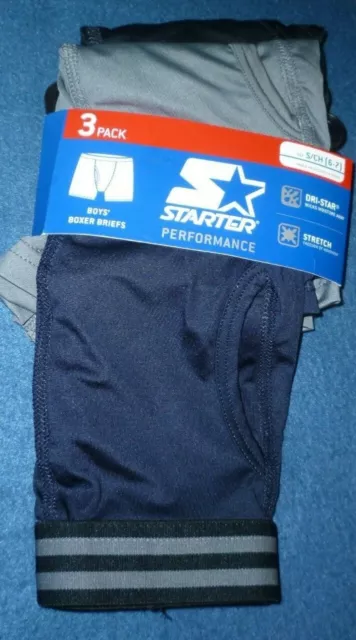New Boys size Small Starter performance Boxer Briefs 2 pack  Black Gray