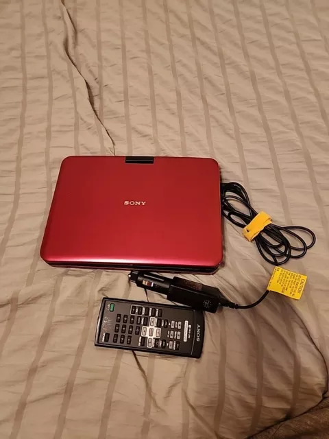 Red Sony DVP-FX820 Portable DVD Player (8") Tested/Working Car Power Supply Only