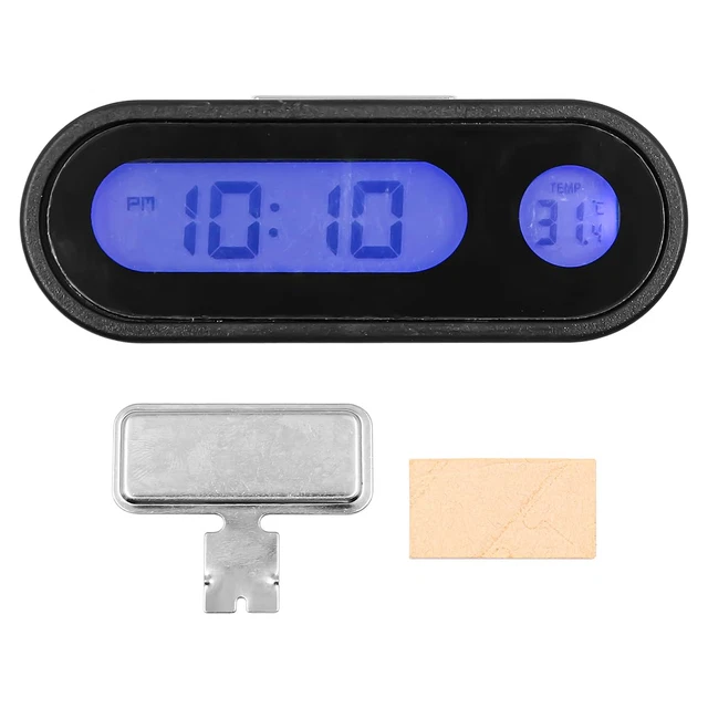 Orologio Da Cruscotto Auto Con Termometro - Display LCD Retroilluminato, 7.5cm