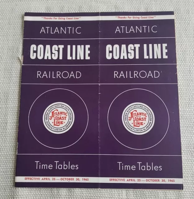 Atlantic Coast Line Railroad Timetable 1965 Vintage