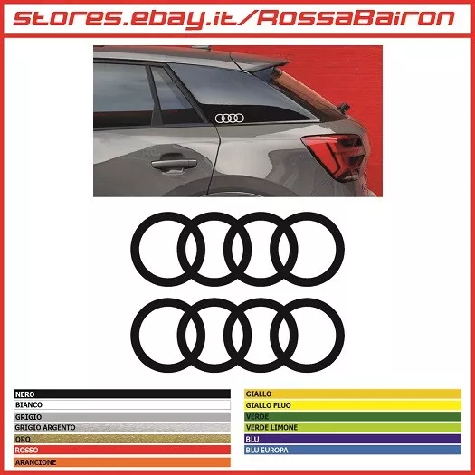 KIT 2 ADESIVI AUDI Q2 ANELLI RING mm.130x44  DECALS STICKERS AUFKLEBER PEGATINAS