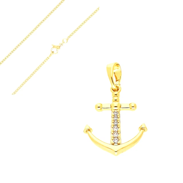 Pendentif Ancre Marine 15x10mm En Plaqué Or Jaune 18 Carats, Poinçonné, Neuf