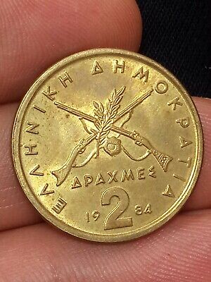 GREECE 2 DRACHMA 1984 Apaxmei Kayihan coins -1