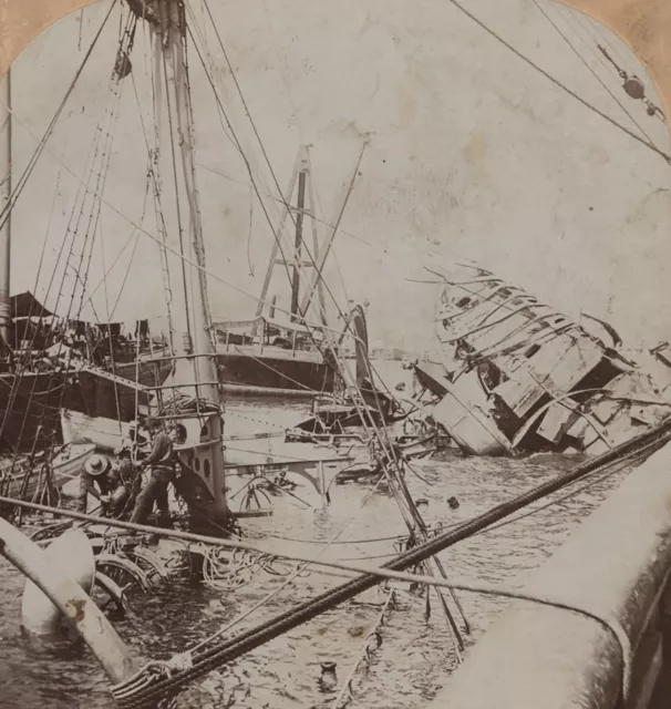 General View Wrecked Battleship Maine Span. Am. War Keystone Stereoview 1898