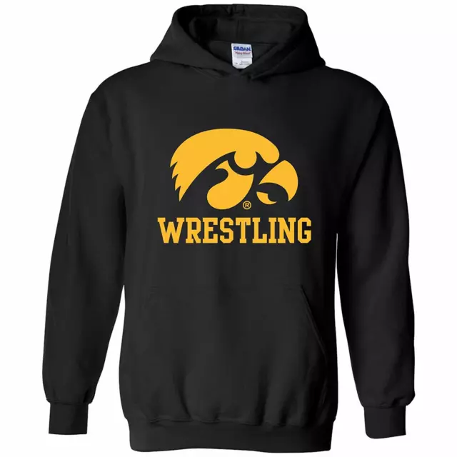 Iowa Hawkeyes Primary Logo Wrestling Hoodie College University - Black