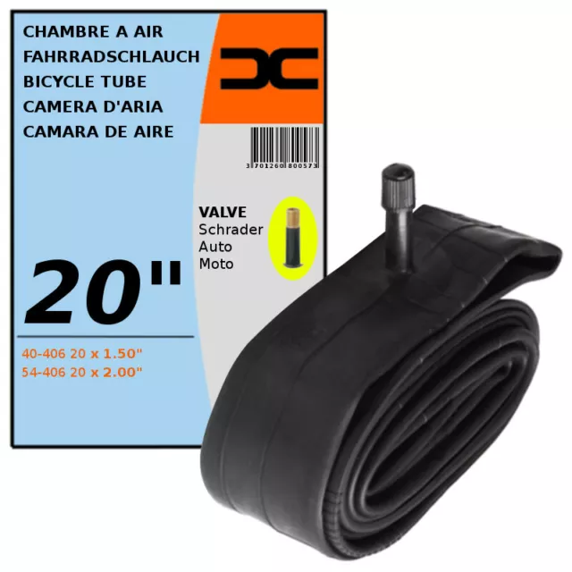 CHAMBRE A AIR VELO 20 x 1,50-2,00" (40/54-406) VALVE SCHRADER 35MM VTT BMX ROUTE