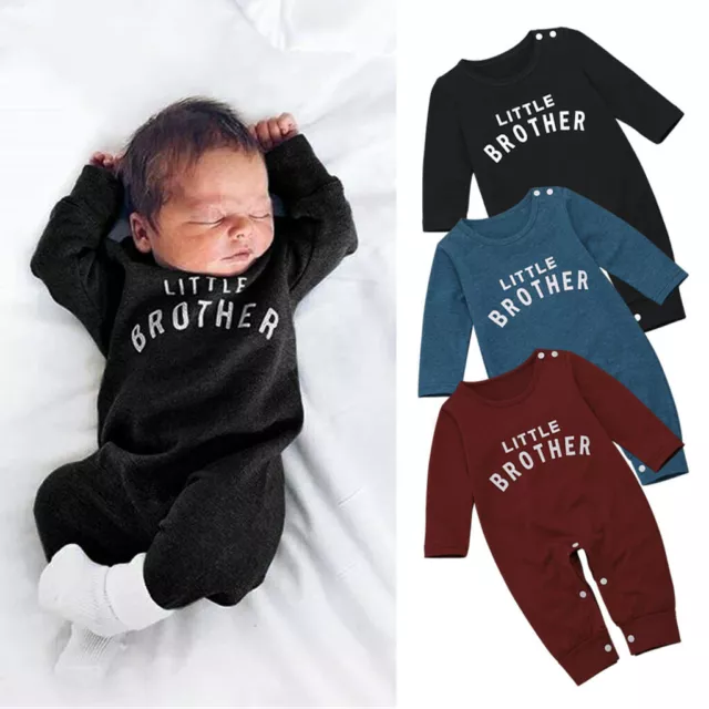 Newborn Infant Baby Boy Long Sleeve Button Letter Romper Jumpsuit Playsuit Cloth