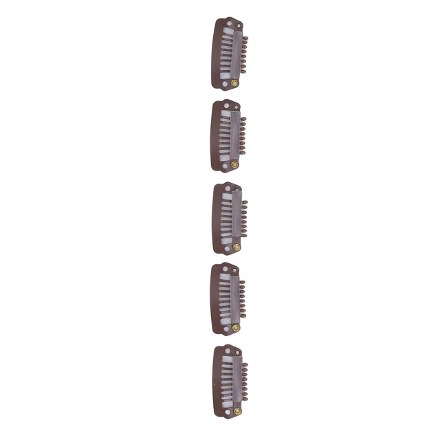 (Marrone) 50X 8 punte 8 denti pettine a scatto clip parrucca in acciaio inox clip a scatto SG5