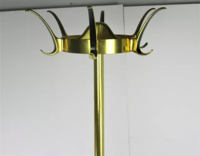 Standing Hall Tree Coat Hallway Rack Brass Mid Century Umbrella Cane Stand 3