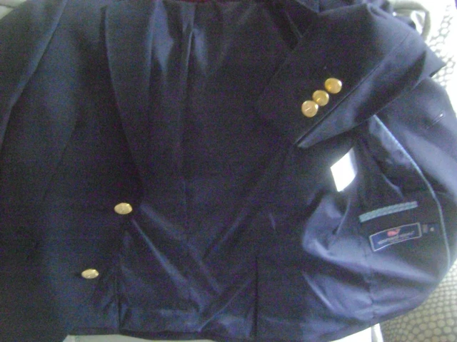 Nwot Vineyard Vines Boy's Size 16 100% Virgin Wool Navy Double Vent Blazer