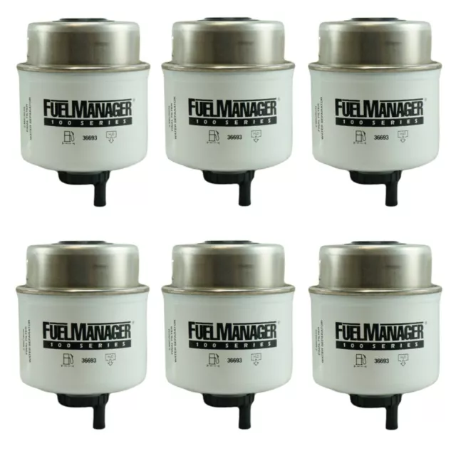 6x Fuel Manager 36693 2 Micron Diesel Fuel Water Separator Replacement Filter