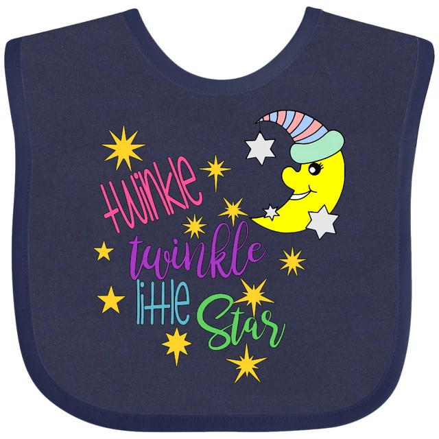 Inktastic Twinkle, Twinkle, Little Star With Yellow Moon In Night Cap Baby Bib