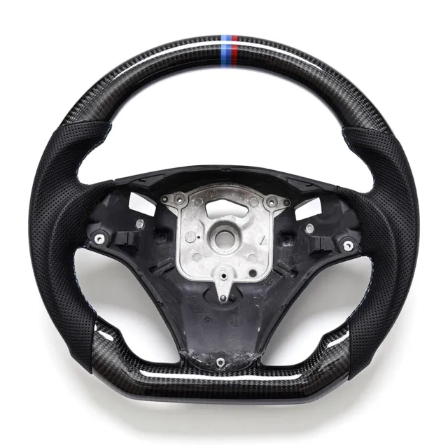 Carbon Fiber Flat Sport Leather Steering Wheel For BMW E90 91 92 93 M3 328i 335i