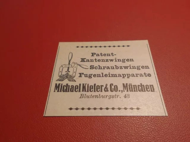 Michael Kiefer & Co. München Patent-Kantenzwingen ...:Werbeanzeige 1929