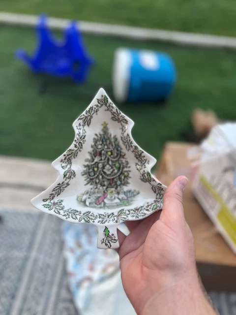 Johnson Brothers Merry Christmas 2 Tree Shaped Candie Serving Dish Retired