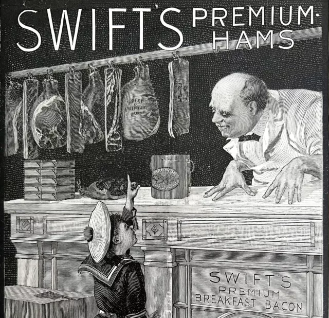 Swifts Premium Hams And Bacon 1900s Victorian Advertisement Meat DWCC11