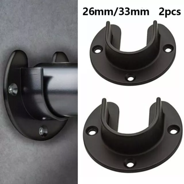 Durable Stainless Steel Closet Rod Bracket Flange Lever Support Set of 2